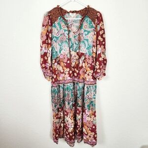 Umgee | NWT Printed Long Sleeve Midi Dress Small